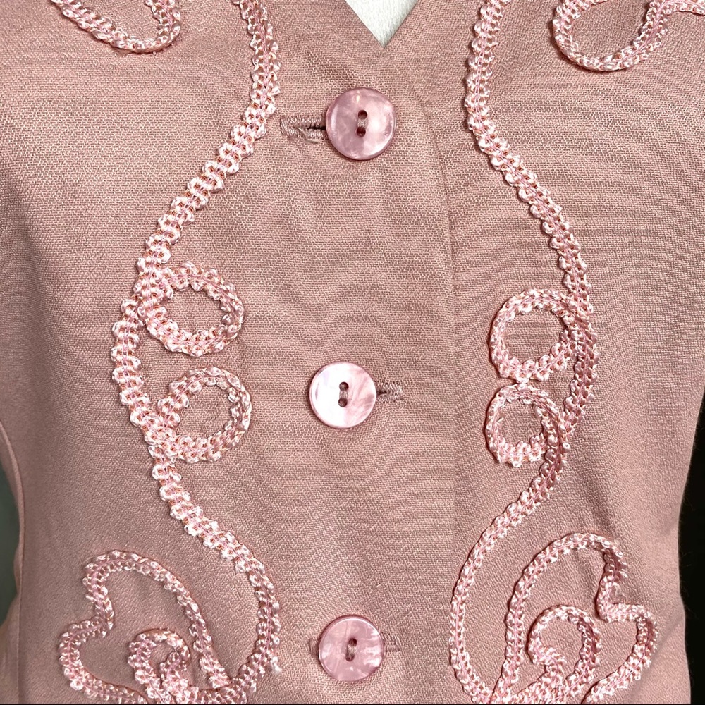 VTG Tribal Vintage Dusky Pink Embroidered Vest & Pants - Picture 11 of 14